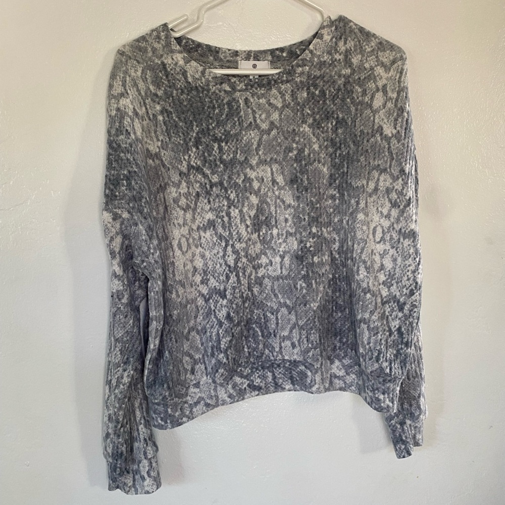 Waffle knit snakeskin print long sleeve